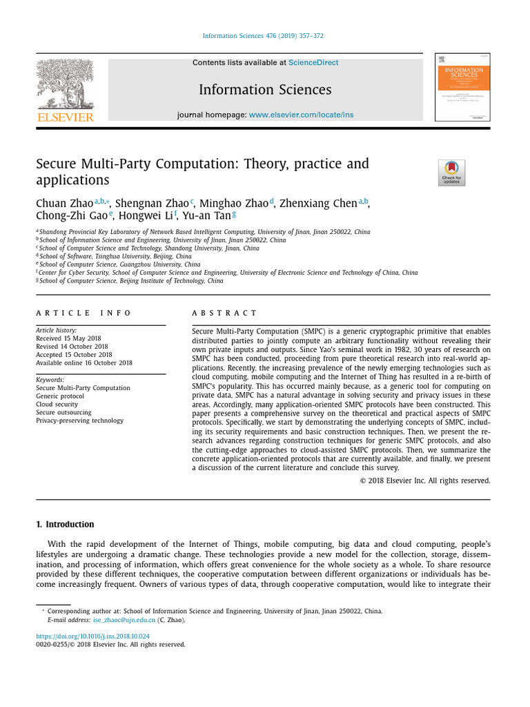 Overview of Secure Multi-Party Computation | PDF | Encryption | Key ...