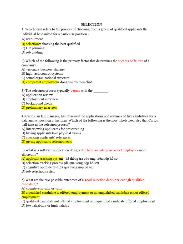 midterm HRMN101 | PDF | Validity (Statistics) | Résumé
