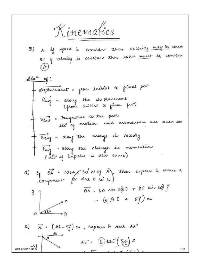 61747770e88d6 Kinematics Handwritten Notespage0 | PDF