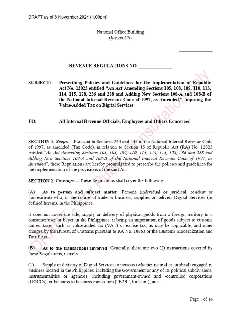 Vat on dsp public consultation draft implementing regs pdf value