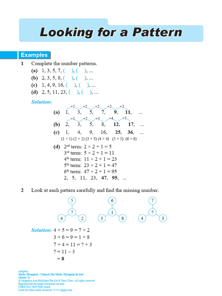 Maths Olympiad Patterns for Juniors | PDF