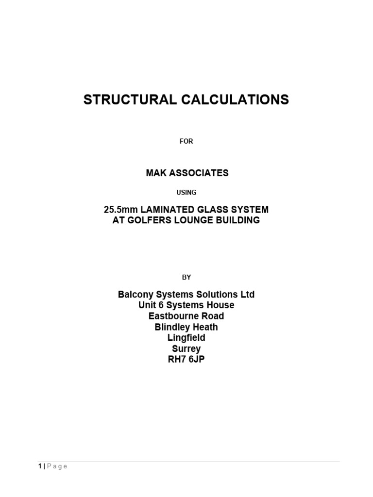 Glass Bridge Structural Calculations | PDF | Glasses | Building Engineering