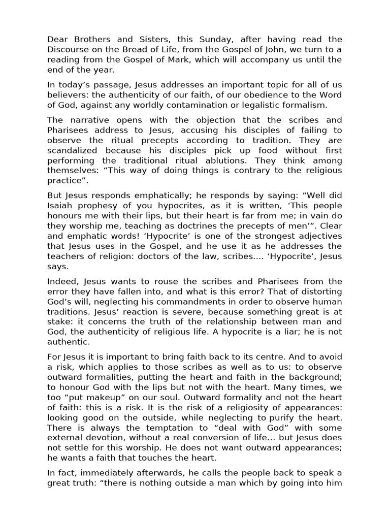 XXII Sunday in Ordinary Time (B) | PDF | Jesus | Faith