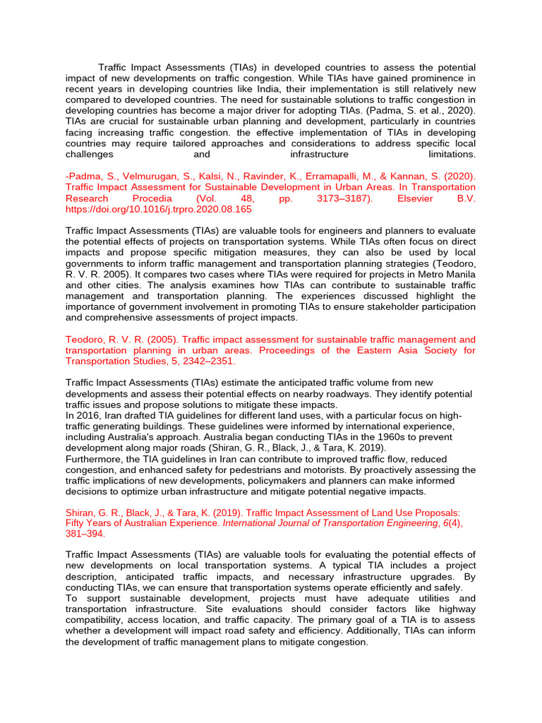 Traffic Impact Assessments for Urban Planning | PDF | Traffic | Highway