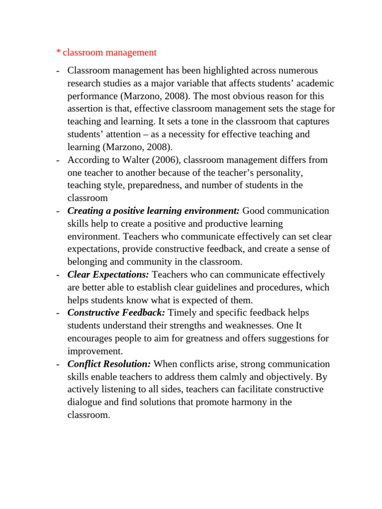 Effective Classroom Management Strategies | PDF