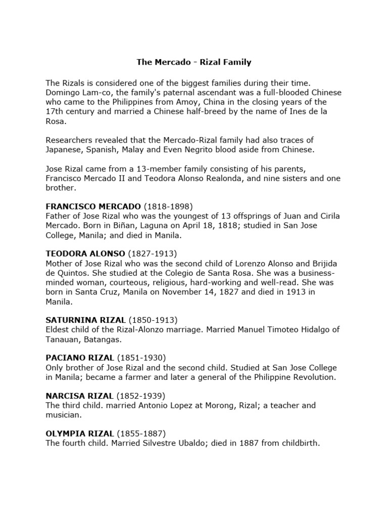 Rizal's Ancestry Etc | PDF