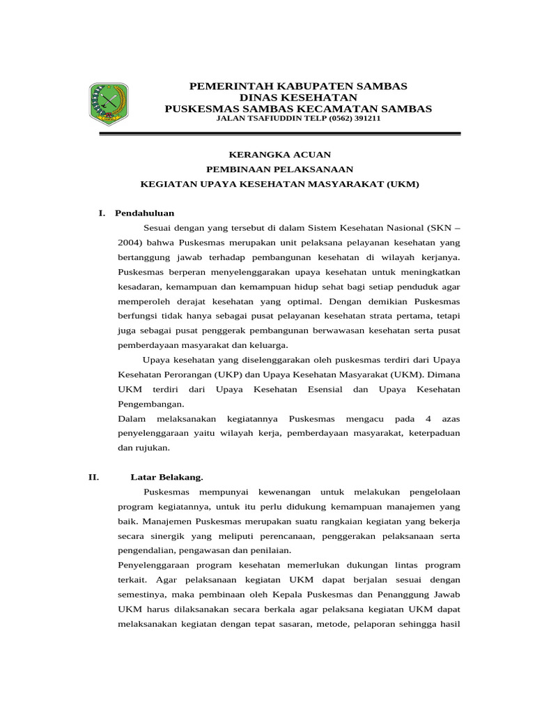 Pembinaan Kegiatan UKM Puskesmas Sambas | PDF | Bisnis