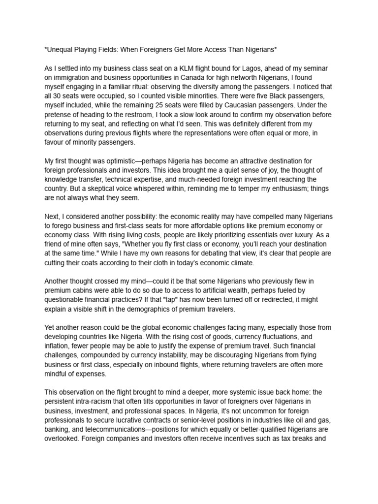 Unequal Playing Field by JB PDF Thought Nigeria