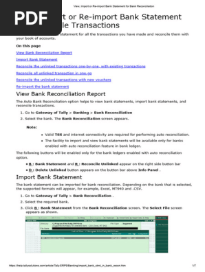 View, Import or Re-import Bank Statement for Bank Reconciliation
