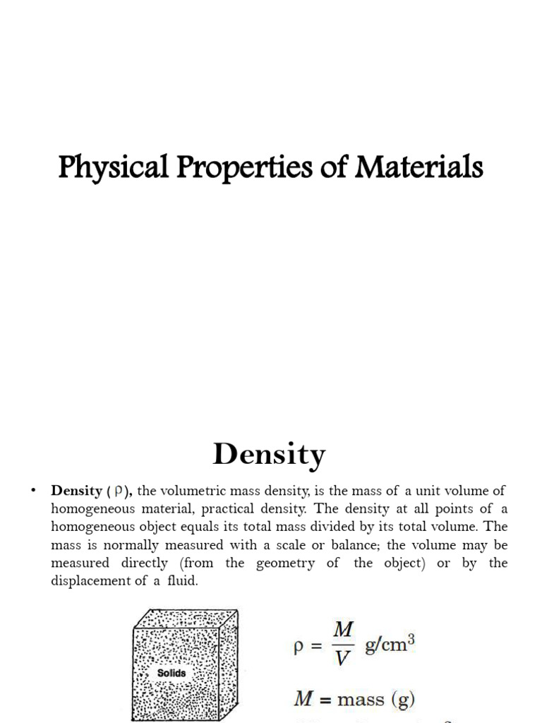 Physical Properties of Materials | PDF | Density | Porosity