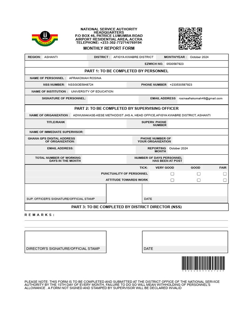 Adwumakase Kese NSS Monthly Report | PDF