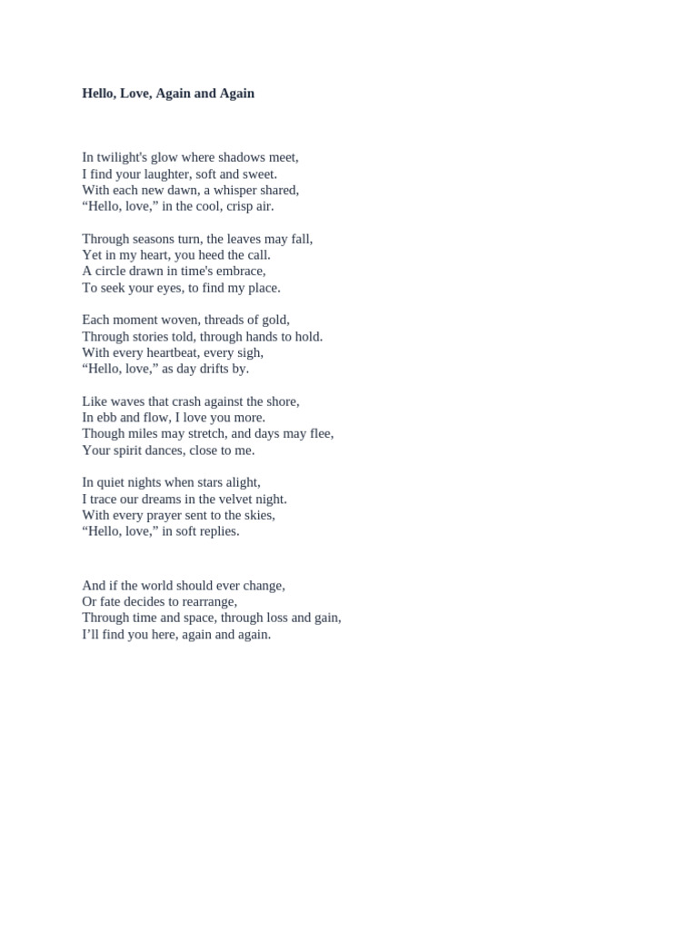 Hello, Love Again and Again | PDF