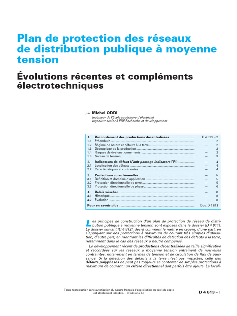 Plan de protection réseaux MT : évolutions clés | PDF | Réseau ...