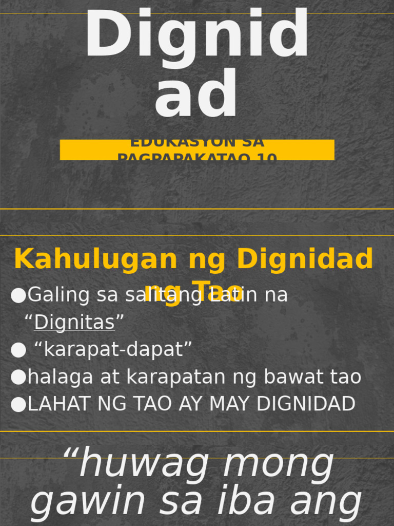 Aralin 5 Dignidad | PDF