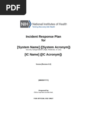 NIH Incident Response Plan Template