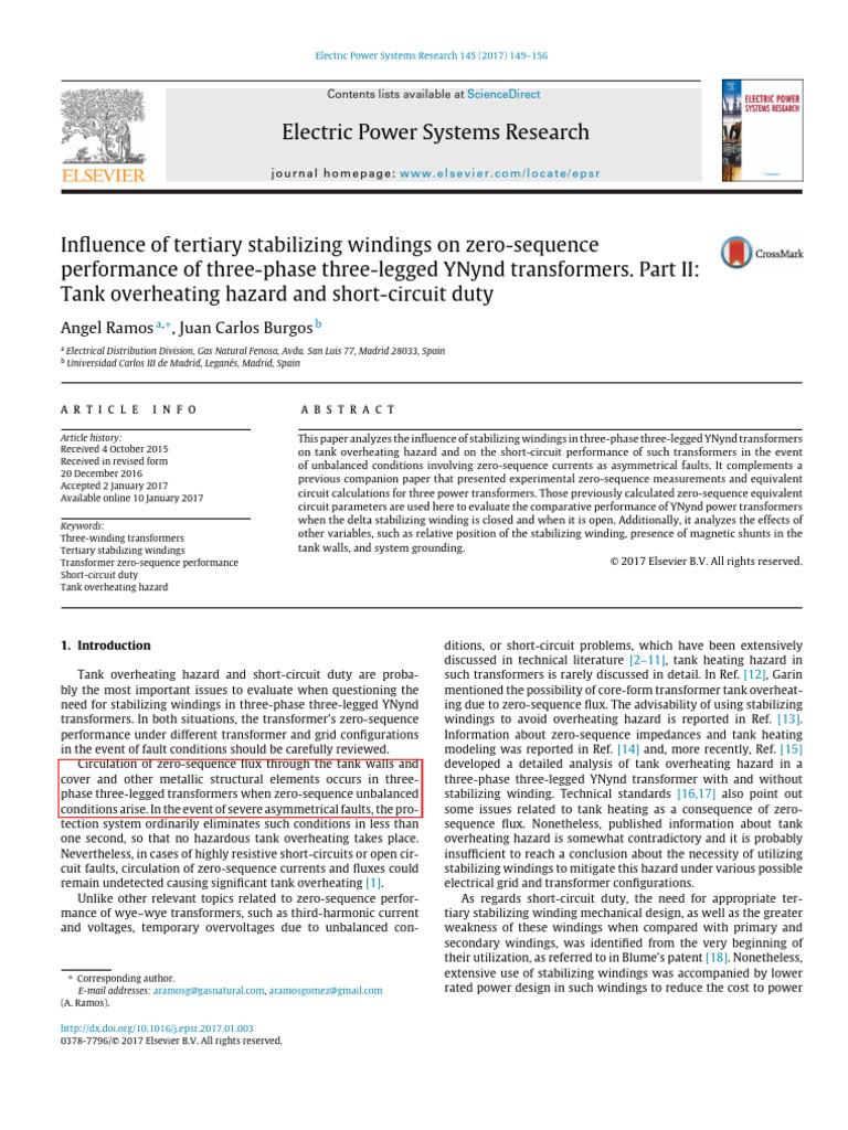 Influence of Tertiary Stabilizing Windings on Zero-sequence-part II ...