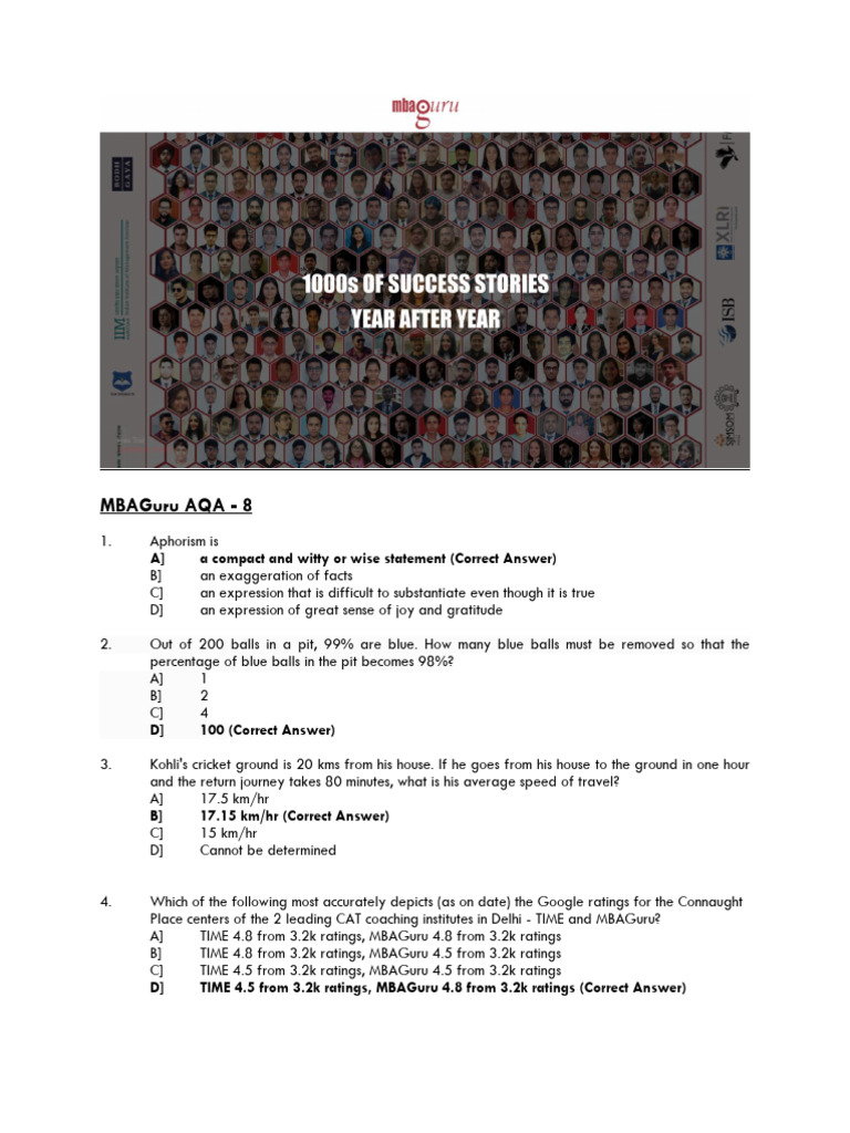 AQA Practice Questions and Answers | PDF