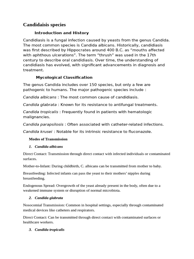 Cadida Species | PDF | Candida (Fungus) | Candidiasis