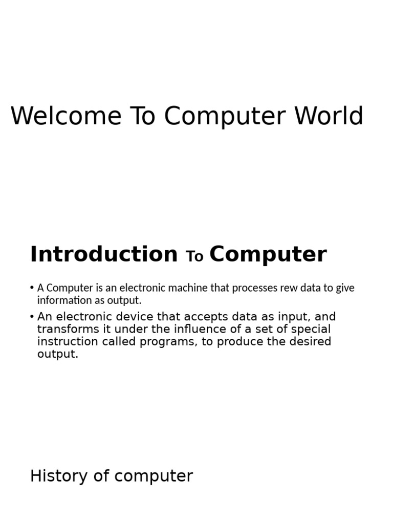 Welcome To Computer World | PDF