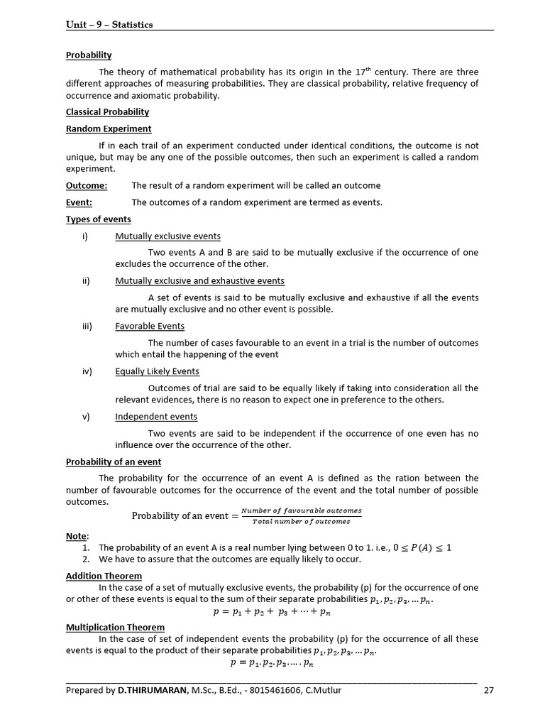 unit 9 part 3 | PDF | Probability Distribution | Random Variable
