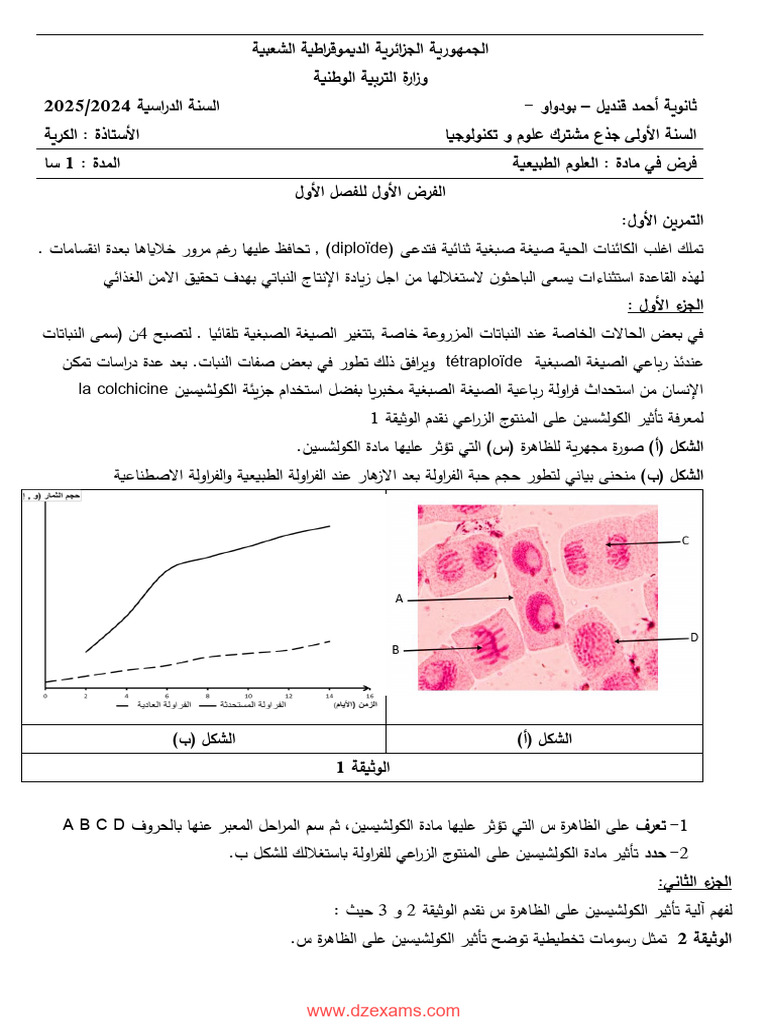 Dzexams 1as Sciences Naturelles 420379 | PDF