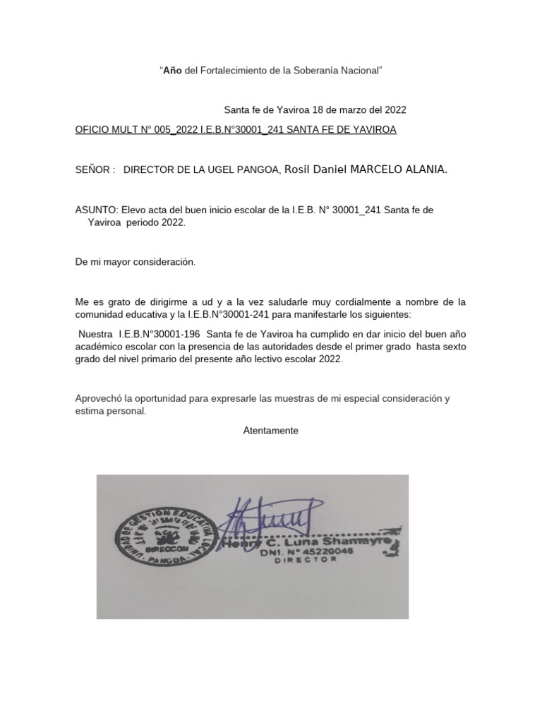 Acta de Inicio Escolar 2022 | PDF | Salud y bienestar