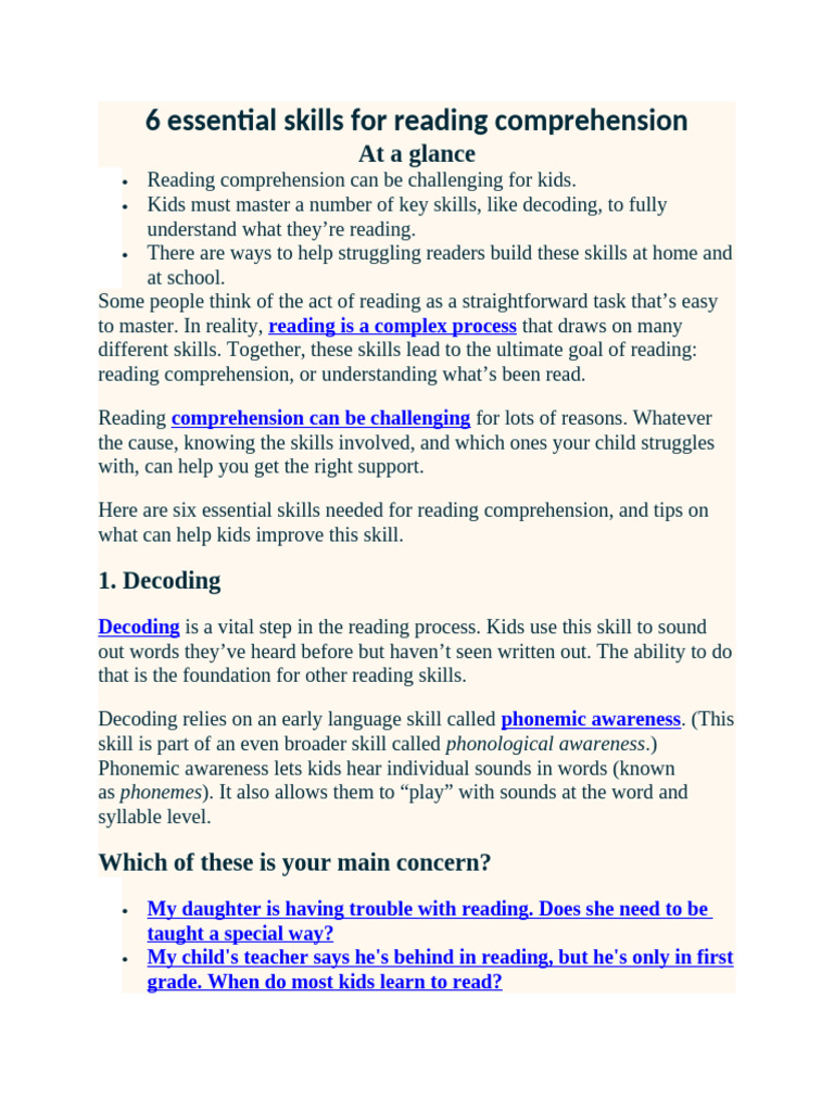 6 essential skills for reading comprehension pdf reading