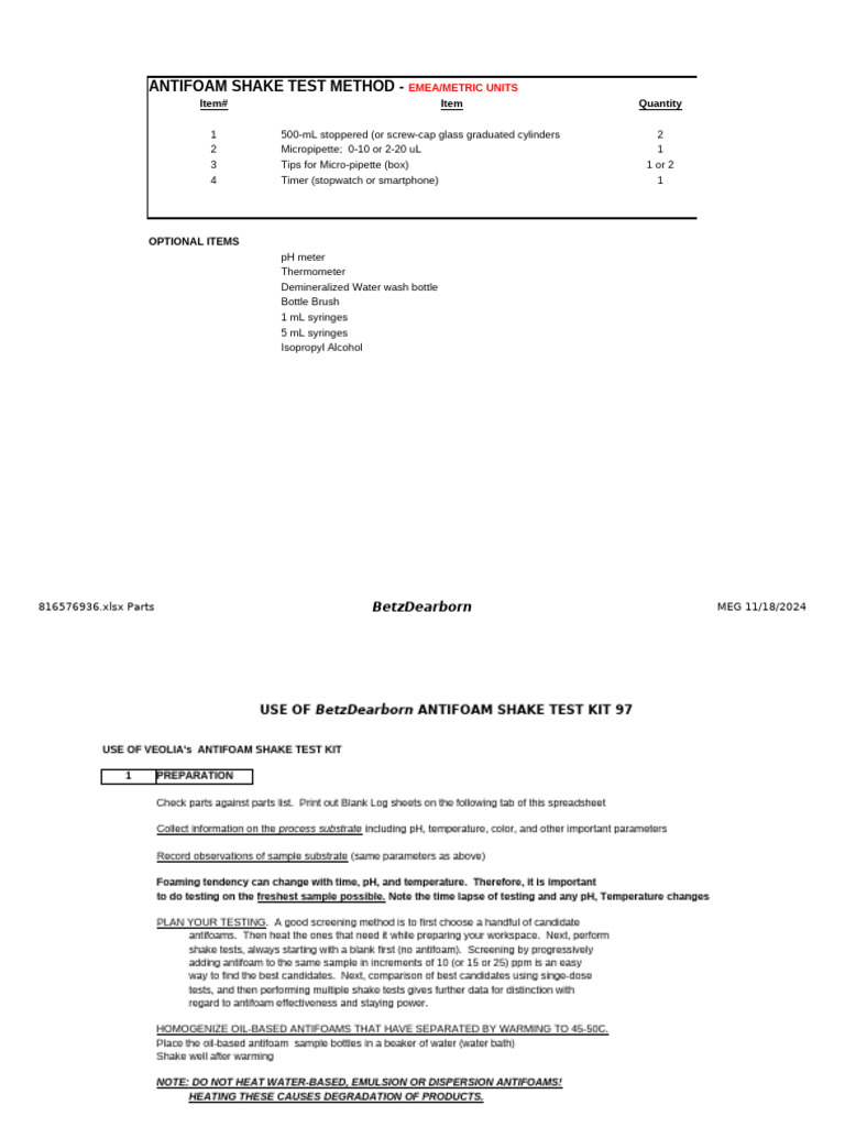 Antifoam Selectiontestmethod Metric Pdf