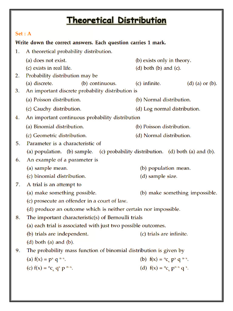 Theorytical Distribution Questions | PDF
