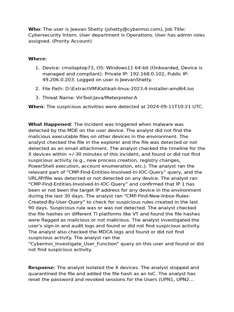Cybermsi Malware Incident Report | PDF | Malware | Computing