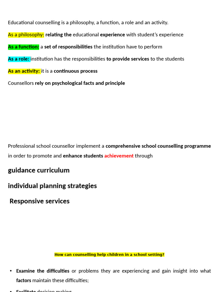 Educational Counseling Overview | PDF | School Counselor | Learning
