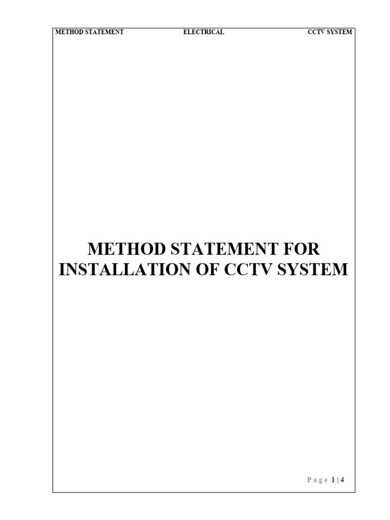 CCTV System Installation Method Statement | PDF | Closed Circuit ...