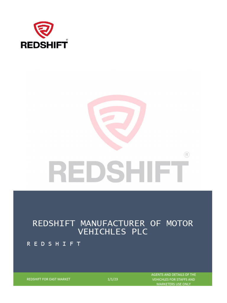 Redshift Manufacturer of Motor Vehichles PLC | PDF