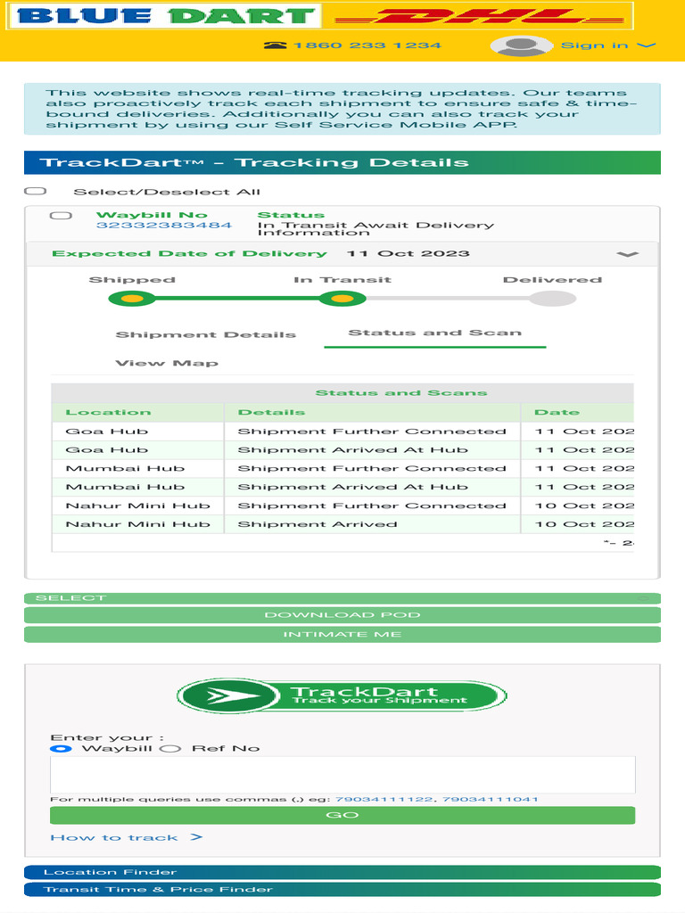 Tracking Details - Bluedart | PDF