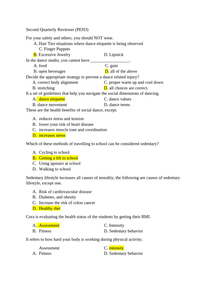 PE Grade 12 2nd Quarter Reviewer | PDF | Physical Fitness | Ankle