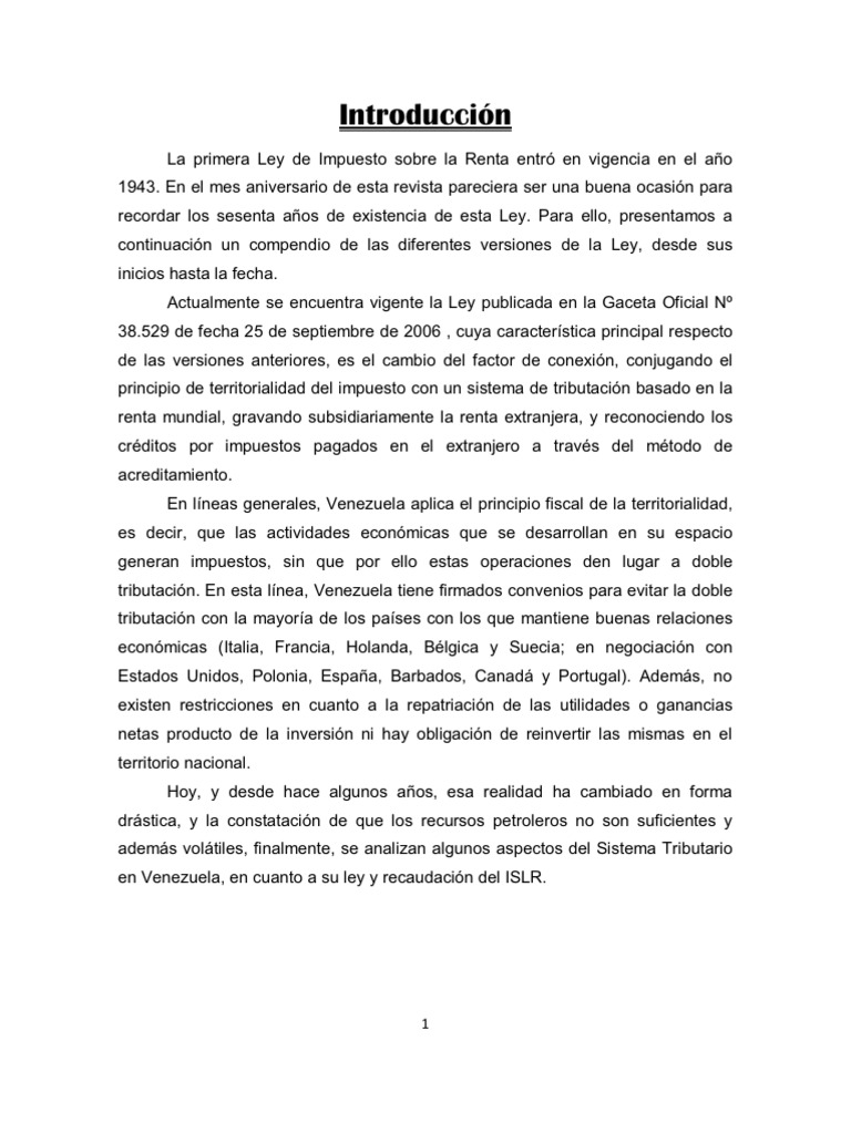 Análisis de la Ley ISLR en Venezuela | PDF | Impuesto sobre la renta ...
