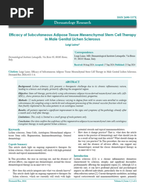 Efficacy of Subcutaneous Adipose Tissue Mesenchymal Stem Cell Therapy in Male Genital Lichen Sclerosus
