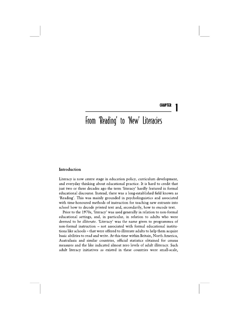 From Reading To New Literacies - Chapter 1 | PDF