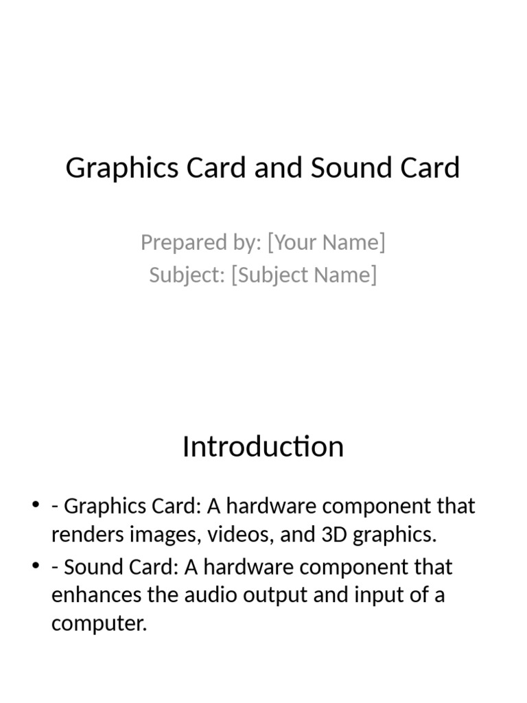 Graphics and Sound Card Overview | PDF | Computers