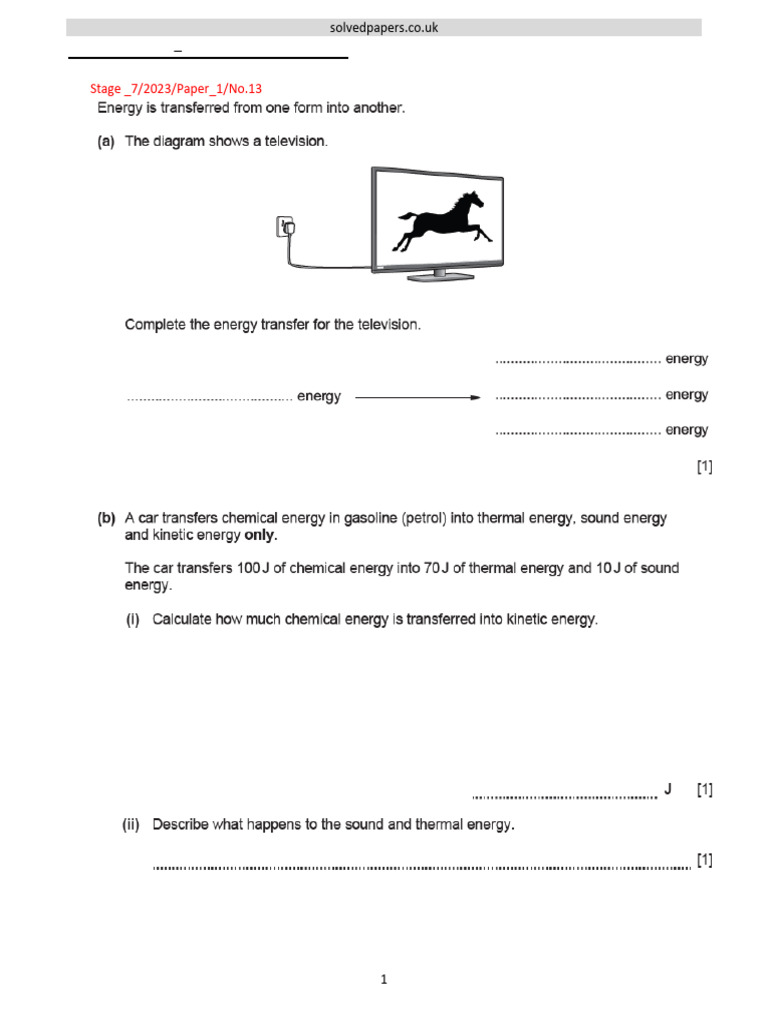 2023 2 Energy Transfer Checkpoint - Sec - 1 - Progression Stage 7 | PDF