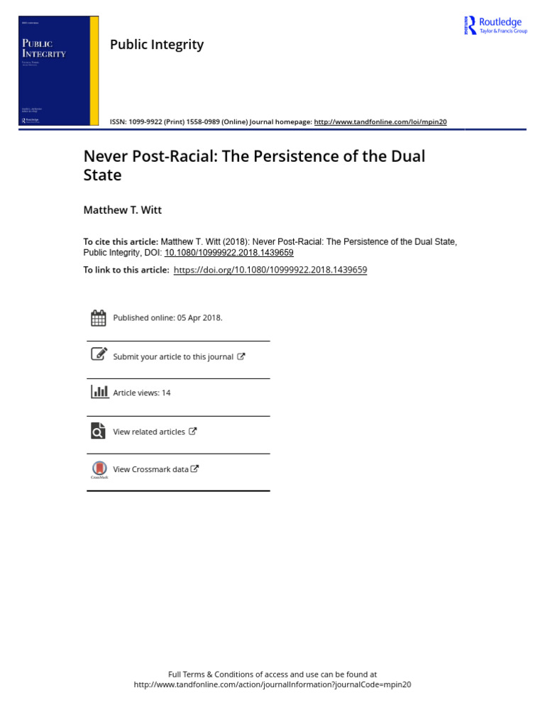 Racial Dynamics in U.S. Public Administration | PDF | Race (Human ...