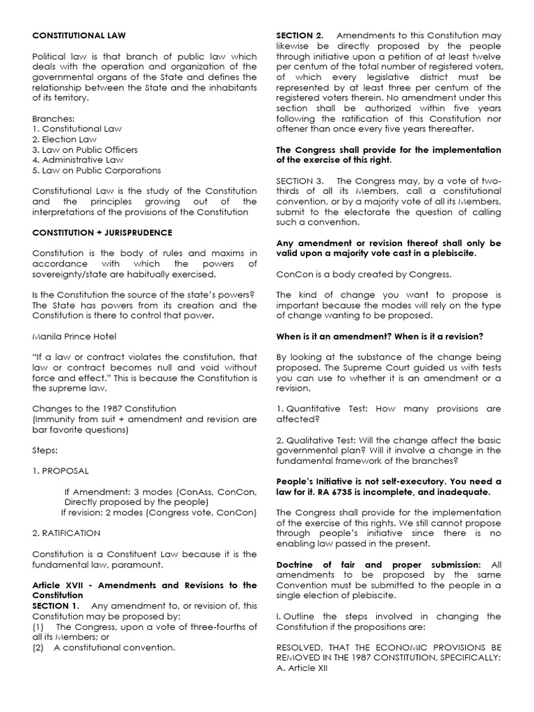 Constitutional Law Notes | PDF | Territorial Waters | United Nations ...