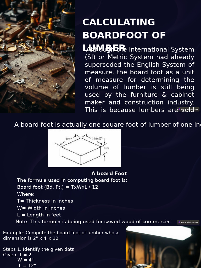 Board Foot Calculation for Lumber | PDF | Foot (Unit) | Personal ...