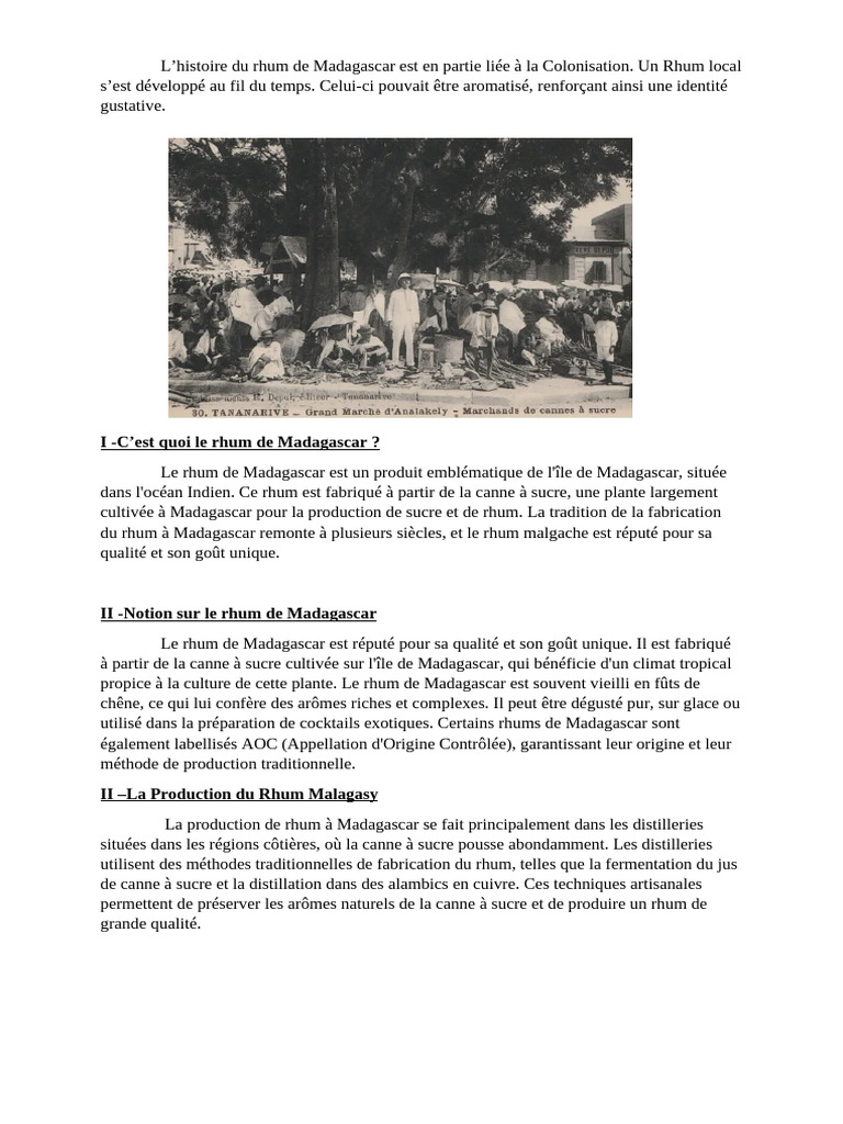 Rhum de Madagascar : Histoire et Variétés | PDF | Rhum