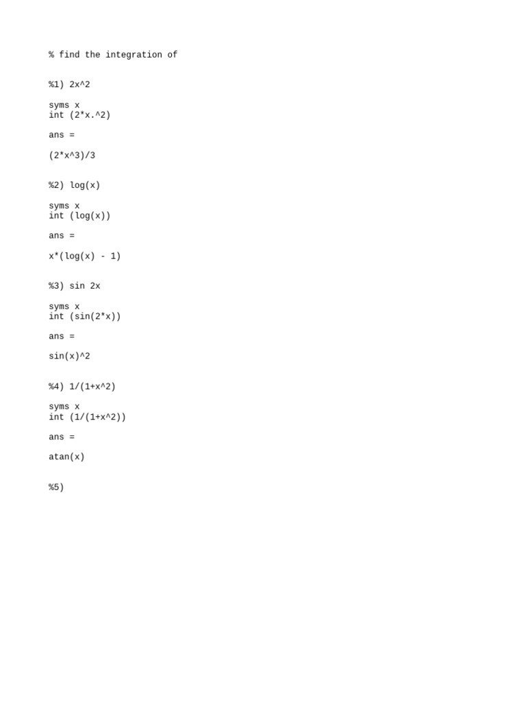 Symbolic Integration Examples | PDF