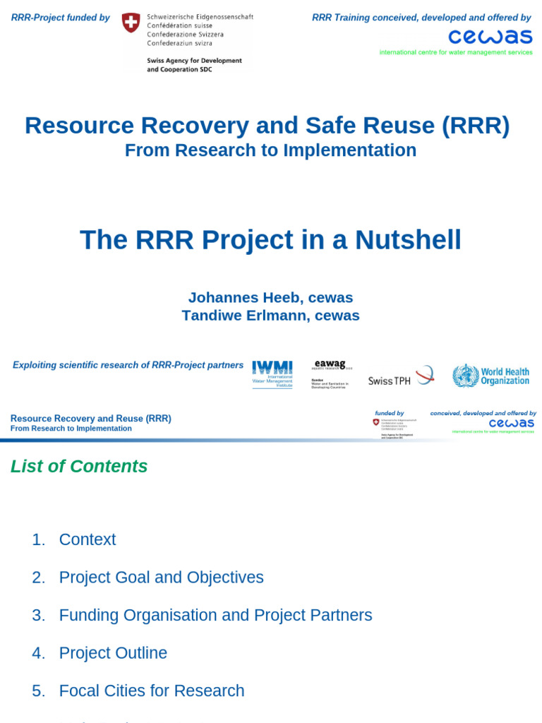 02 RRR Project in A Nutshell 20141010 | PDF | Sanitation | Economy And ...