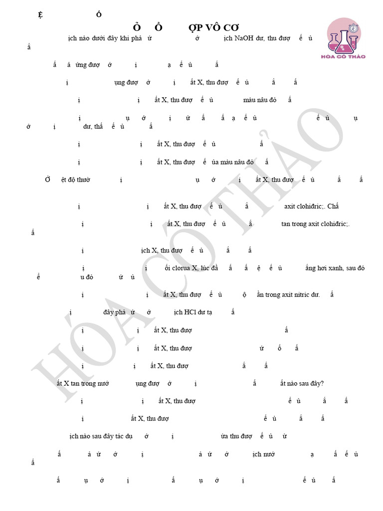 Câu Hỏi Tổng Hợp Vô Cơ HS | PDF