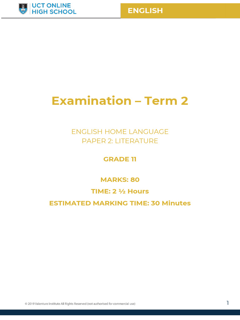 Grade 11 English Literature Exam Guide | PDF | Poetry | Metre (Poetry)