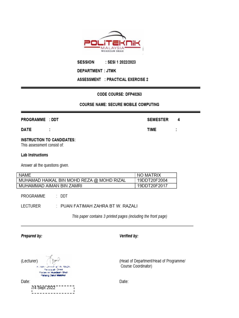 Practical Exercise Cyber Security Pdf Computer Network Computing