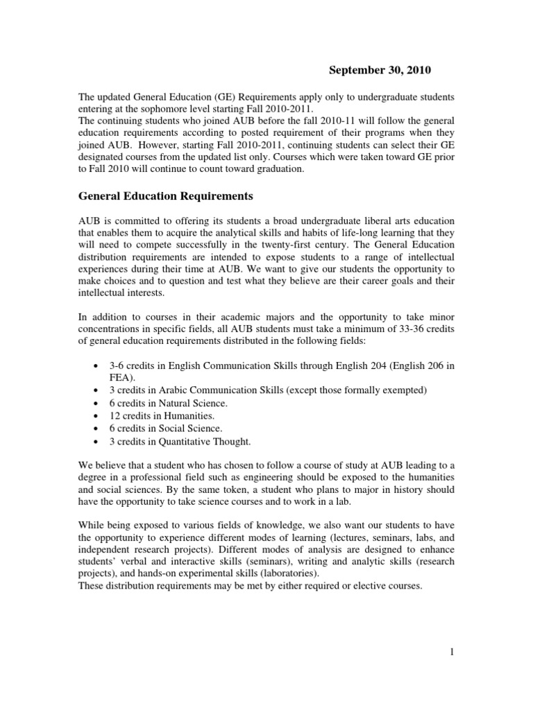 WHAT ARE GENERAL EDUCATION COURSES IN COLLEGE intelligence overview